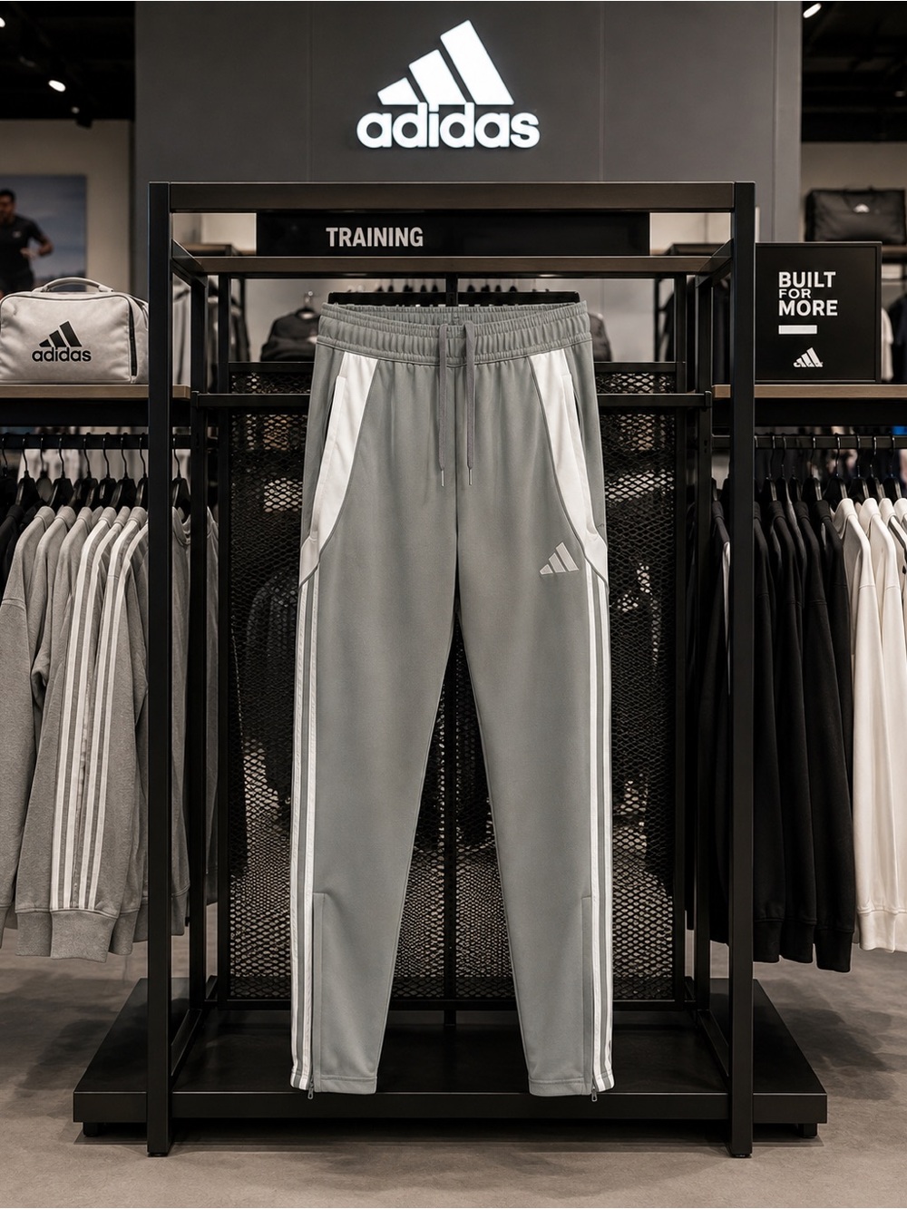 adidas Gray Joggers with White Stripe Accents